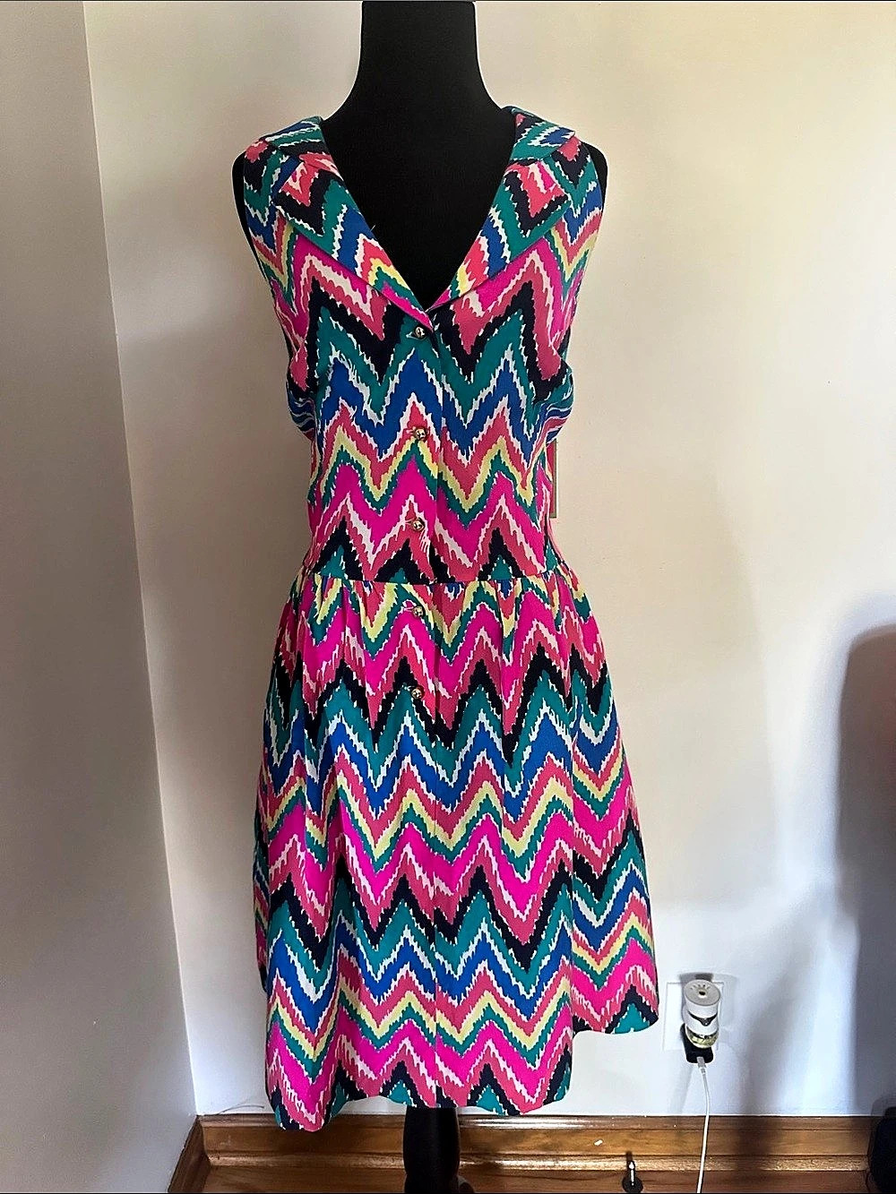 Lilly Pulitzer Sherilyn Dress Geometric Mini Dress Pink & Blue Size 14 NWT